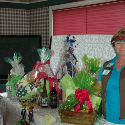 Diane Balch Presenting Gift Baskets at 2013 Ladies Golf Invitational
